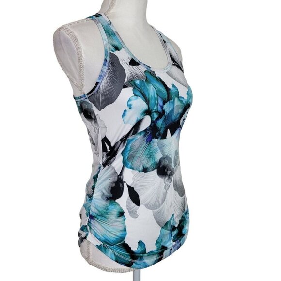 Calia Carrie Underwood XS Racerback Active Tank Mesh Back Ocean Iris Ruched - Picture 2 of 6